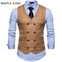 ใหม่ยี่ห้อชุดเสื้อสำหรับชาย Casual Slim Fit Mens ชุดเสื้อกั๊ก Double Breasted Waistcoat Gilet Homme ธุรกิจอย่างเป็นทางการแจ็คเก็ต XXL