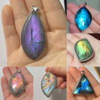 1Pcs Jewelry Gift Irregular Shape Bead Natural Stone Yellow Blue Labradorite Pendant for Necklace for Men Women