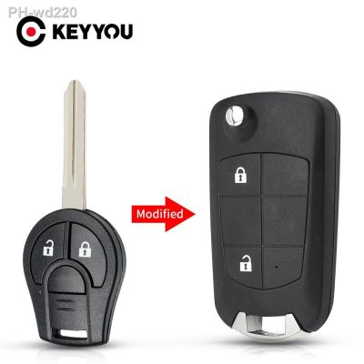 KEYYOU 2/3/4 BTN Uncut Blank remote key Case Flip Folding Car Key Shell For Nissan Juke March Qashqai Tiida X-Trail