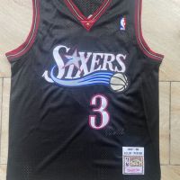 เสื้อบาสเก็ตบอล Nba Iverson เสื้อเจอร์ซีย์ No.3สีดำย้อนยุคชุดบอลปักชุดคอสเพลย์ Rompi Basket ชุดบอลชุดบาสเก็ตบอล