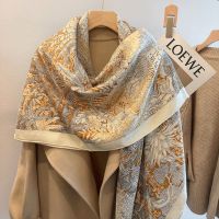 ◊▧  New In Luxury Brand Square Scarf Women Winter Warm Wool Shawl Wrap Satin Print Hijab Headscarf Designer Bufandas Female Foulard