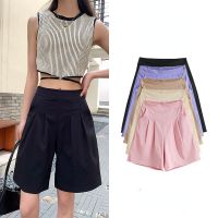 Women High Waisted Shorts Lady Candy Color Short Pant Female Wide Leg Trousers with Pocket 2023 Summer Clothing Casual