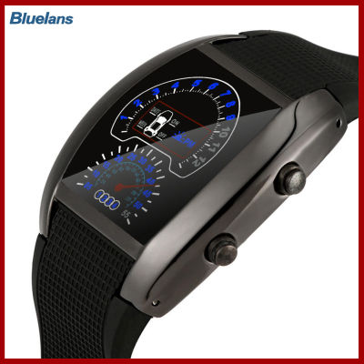 Bluelans®ผู้ชาย LED Pilot Speedometer รถสปอร์ต Dial ข้อมือดิจิตอลนาฬิกา