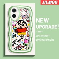 JIUMOO เคสสำหรับ OPPO A76 A96เคส A36เครยอนชินจังลายมาการอง Colour ขอบคลื่นนุ่มเคสมือถือกันกระแทกแบบใสกล้องสุดสร้างสรรค์เคสป้องกันการตกหล่นซิลิกาเจลฝาครอบป้องกันใหม่