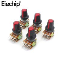 【CW】 5 Sets WH148 1K 5K 10K 20K 50K 100K 250K 500K 1M Ohm 15mm 6 Pin Linear Taper Potentiometer Resistor with AG2 knob cap