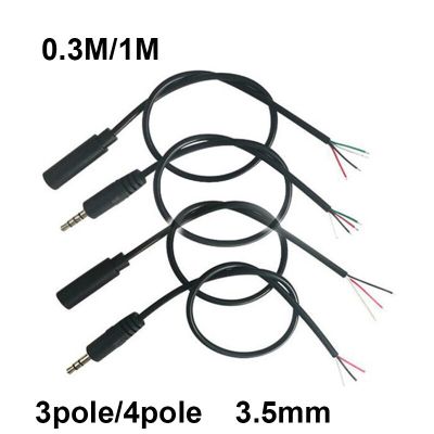 30CM 1M 3.5mm DC female male stereo aux extension connector cable 3 Pole 4 Pole Jack DIY Earphone Headphone Repair Wire Cord DIY Watering Systems Gard