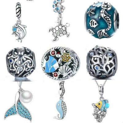 [COD] Beads Pan 925 Coral Sea Turtle Whale Tail Necklace