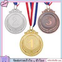 WINOMO 3PCS โลหะเหรียญรางวัลกับริบบิ้นผูกคอสีบรอนซ์เงินทองสไตล์โอลิมปิกสำหรับกีฬานักวิชาการหรือการแข่งขันเส้นผ่านศูนย์กลาง5.1ซม.ข้าวสาลีเล็กรูปแบบ123