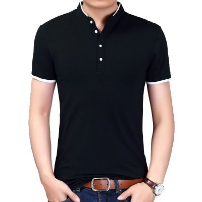 HOT11★BROWON Summer Fashion Brand Clothing Men T Shirt Short Sleeve Mandarin Collar Cal Tshirt Men 2023 New Arrival