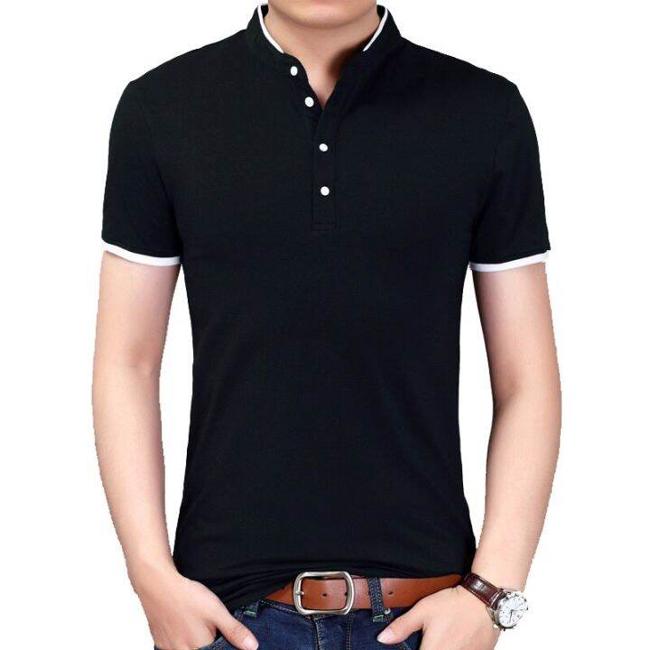 hot11-browon-summer-fashion-brand-clothing-men-t-shirt-short-sleeve-mandarin-collar-cal-tshirt-men-2023-new-arrival