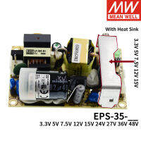 Mean Well EPS-35เอาต์พุตเดี่ยว PSU เปิดกรอบ Ac-Dc แหล่งจ่ายไฟ35W 3.3V 5V 7.5V 12V 15V 24V 27V 36V 48V 6A 1A 3A ขนาดเล็ก