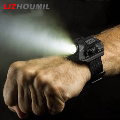 LIZHOUMIL ไฟฉายนาฬิกาจับเวลากันน้ำสุดพิเศษ,ไฟฉายนาฬิกาสำหรับกีฬากลางแจ้งอิเล็กทรอนิกส์ USB ชาร์จได้นาฬิกาข้อมือชายสายรัดข้อมือโคมไฟ