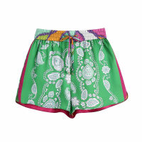 PSEEWE Shorts Women 2021 Green Patchwork High Waist Short Pants Woman Summer Elastic Waist Vintage Loose Casual Shorts Sets
