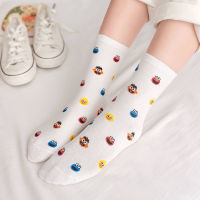 Cartoon Sesame Street Socks Women Cookie Monster Funny Cute Tube Sock Comfortable College White Ladies Cotton Socks For Girls