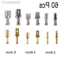 ✓ 60Pcs Terminal Conectores Elétricos 2.8/4.8/6.3mm Bundas Splice Terminais Lug para Cravar Cabo 12awg Fio Acessórios Do Carro Eletrico