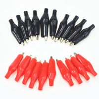 20pcs/lot 28MM Metal Alligator Clip G98 Crocodile Electrical Clamp for Testing Probe Meter Black and Red with Plastic Boot