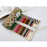 【CW】 Fashion Pattern Canvas Roll-up Pencil Wrap 36/48/72 Holes Travel Drawing Coloring Pencils Pouch for Artist