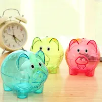 Transparent Plastic Money Saving Box Case Coins Piggy Bank Cartoon Pig Shaped Brand New High Quality Coin Piggy Bank Kids Gift