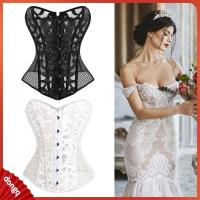 DONGQ Black Stays Corset เดรสแฟนซีชุดคอร์เซ็ตมีโครงดันอกส่วนบนเสื้อสายเดี่ยวผ้าเดนิมผ้าซาตินที่รัดกระชับเอว