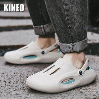 KINEO รองเท้าท่อนล่างหนาสำหรับผู้ชาย,รองเท้า Sepatu Kebun ระบายอากาศได้ดีรองเท้าแตะสไลด์ลื่นในฤดูร้อนรองเท้าเดินในบ้านลำลองสำหรับกลางแจ้งและในร่ม