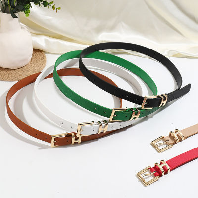 Ouya Womens Belt Candy Color H Buckle Simple Belt Womens Dress Decoration Thin Belt Versatile  IXSD