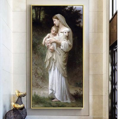 Abstract Jesus And Virgin Mary Baby Canvas Painting Portrait Posters and Prints Wall Art for Living Room Home Decoration Cuadros