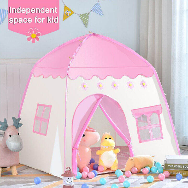 Kids Play Tent Foldable Large Kids Play House Pink Princess Castel Tent ...