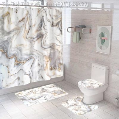 【CW】❁✉  Marble Shower Curtain Luxury With Non Rug Polyester 180x180