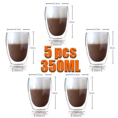 【CW】❖  350ML Wall Glass Cup Transparent Resistant Drink Cups Beer Mugs Drinkware Reusable