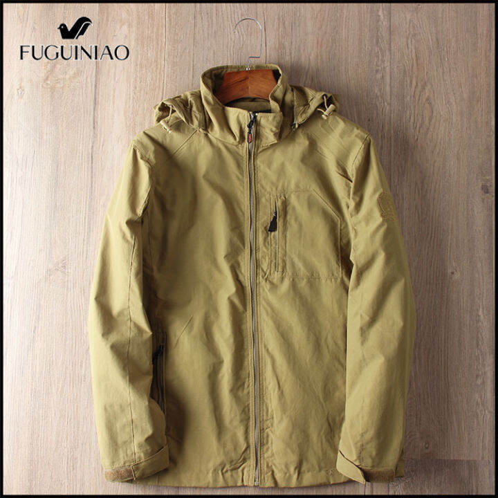 fuguiniao-แจ็คเก็ตกลางแจ้ง-windproof-กันน้ำคลุมด้วยผ้าเสื้อกันลมผู้ชายบาง-o-versize-เสื้อลำลอง