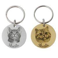 ✽✚◑ Custom Cat Tag Customized Pet ID Tag with Photo Personalized Cat Photo Tag Puppy Collar Tag Pet Tag Collar Accessories