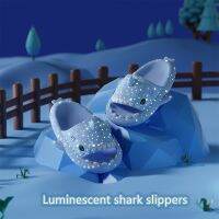 Summer Womens Luminescent Shark Slippers Men EVA Non-slip Thick-soled Slides Home Flip Flops Anti-slip Flat Shoes Couple Sandal