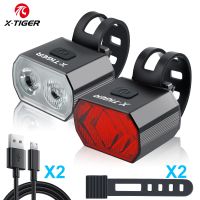 X-TIGER ชุดไฟอุปกรณ์แต่งจักรยานชาร์จ USB ไฟหน้าจักรยานไฟท้ายกันน้ำโคมไฟ LED โคมไฟจักรยานอุปกรณ์เสริม