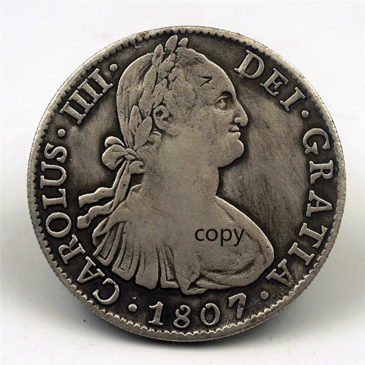 สเปน-silver-dollar-copy-เหรียญคู่คอลัมน์-1807-carlos-สำหรับเหรียญ-iv-ที่ระลึก-specie-made-เก่า-kdddd