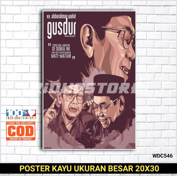 POTO KAYU KH ABDURAHMAN WAHID / POSTER GUS DUR / POSTER NAHDLATUL ULAMA ...