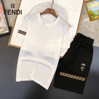 กางเกงขาสั้นและเสื้อยืดผู้ชาย Fendi ชุดสูทผู้ชายผ้าฝ้าย100% 2023ชุดคุณภาพสูงแขนสั้นสำหรับฤดูร้อน