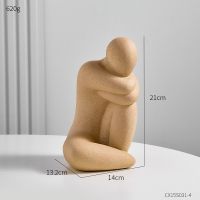 B-cream Nordic Style Abstract Thinker Figure Sculpture Modern Art Decor Resin Craft Living Room Home Decoration Accessories Office Decor