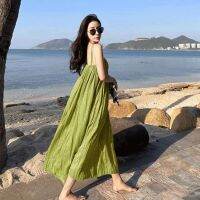 The seaside tourism before and after crushed shoulders with two fairy wear skirt with shoulder-straps summer vacation wind dress female personality