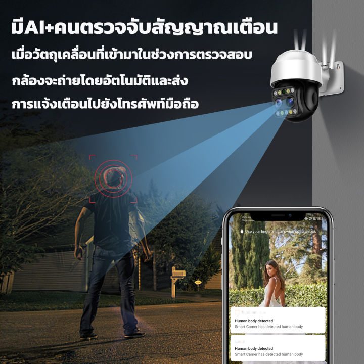 กล้องวงจรปิด-wifi-ซูมดิจิตอล-ip-camera-cctv-5ล้านพิกเซล-2เลนส์ในตัว-เลนส์360องศา-วันและคืนเป็นสีที่ชัดเจน-hd-security-กล้องวงจรปิด-มีจุดอินฟราเรด4จ-5mp