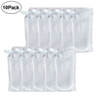 10pcs Plastic Drinking Pouch Flasks Flask Bags With Funnel Water Bag For Hiking Camping Juice Container Foldable Reusable Clear