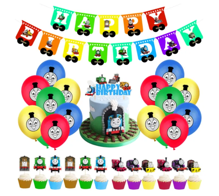 Thomas Train Happy Birthday Balloon Banner Cake Topper Party Decoration ...