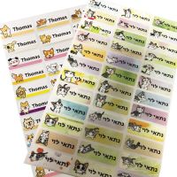 Cute Cat boy girl cartoon pattern custom personal name sticker transportation waterproof label scrapbook school stationery Stickers