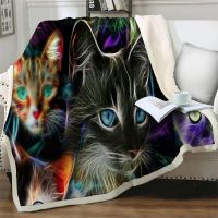 2023 Magical Animal Cat 3D Printed Blanket Soft Warm Plush Throw Blankets on Beds Sofa Bedding Travel Picnic Blanket Quilts Nap Cover