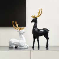 Statue Deers Sculpture Resin Reindeer Decoration Nordic Home Decor Statues Deer Figurines Modern Decor Tabletop Crafts Ornament