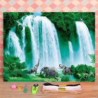 Waterfall Landscape Printed Water-Soluble Canvas 11CT Cross Stitch Embroidery Patterns DMC Threads Hobby Wholesale