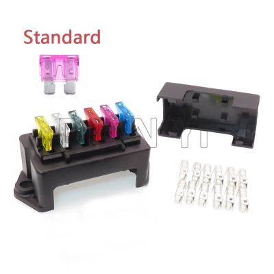 1 Set 6Way Medium Standard Middle Blade Type Fuse Holder with 12pcs Terminals for Car Automobile Electromobile Fuses Accessories
