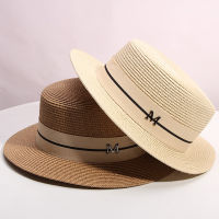 [hot]New Alphabet M Sun Hats for Women Summer Panama Straw Hats Flat Top Fedoras Big Brim Beach Hat Unisex Visor Cap Chapeau Femme