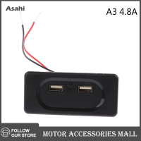 Asahi Motor Dual USB Charger SOCKET 4.8A 3.1A 12V 24V สำหรับ Auto truck Power Adapter Outlet