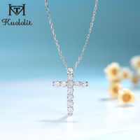 CWKuololit 1กะรัต Solitaire Moissanite Cross จี้ผู้หญิง925เงินสเตอร์ลิง Handmade สร้อยคอหรูหราสำหรับหมั้น