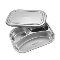 ☾¤✤ 304 Stainless Steel Dinner Tray With Lid Creative Fast Food Dinner Plate Children Fruit Snack Tray Kitchen Tableware Lunch Box